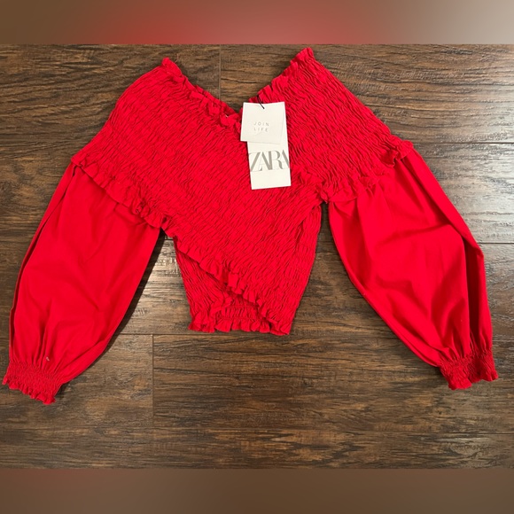 Zara Red Long Sleeve Top - Picture 2 of 4